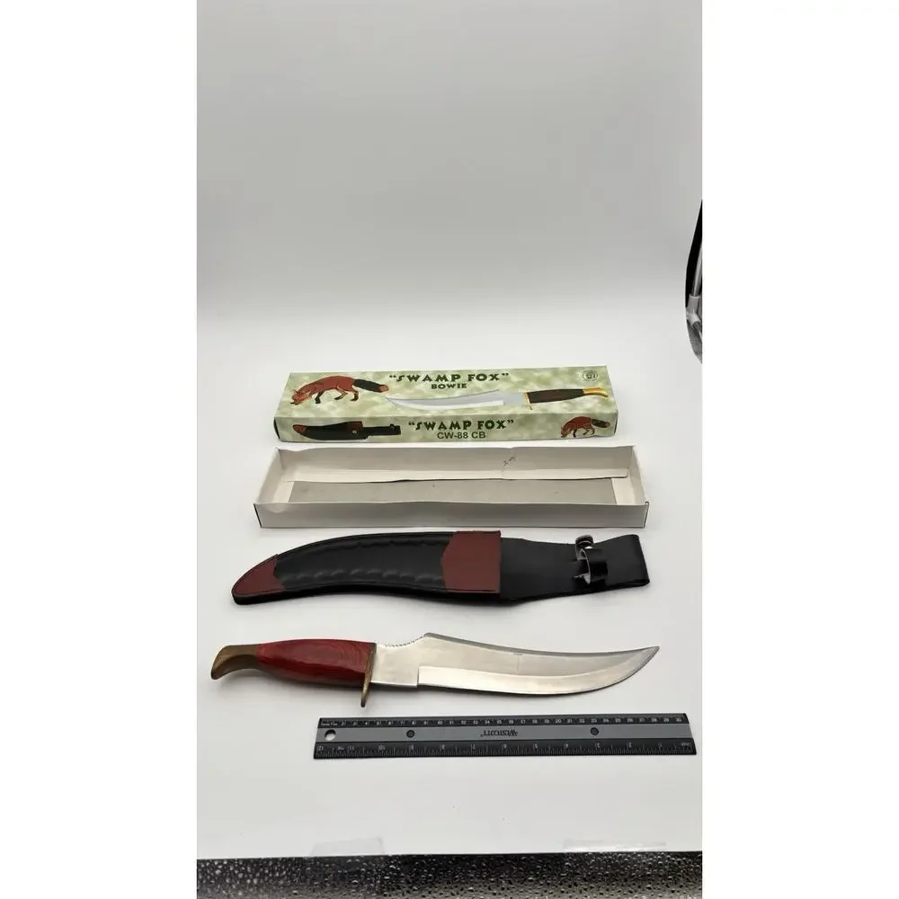 Swamp Fox 15.5” Bowie Knife Wood Handle NIB W/sheath VG Condition. Cool Look.